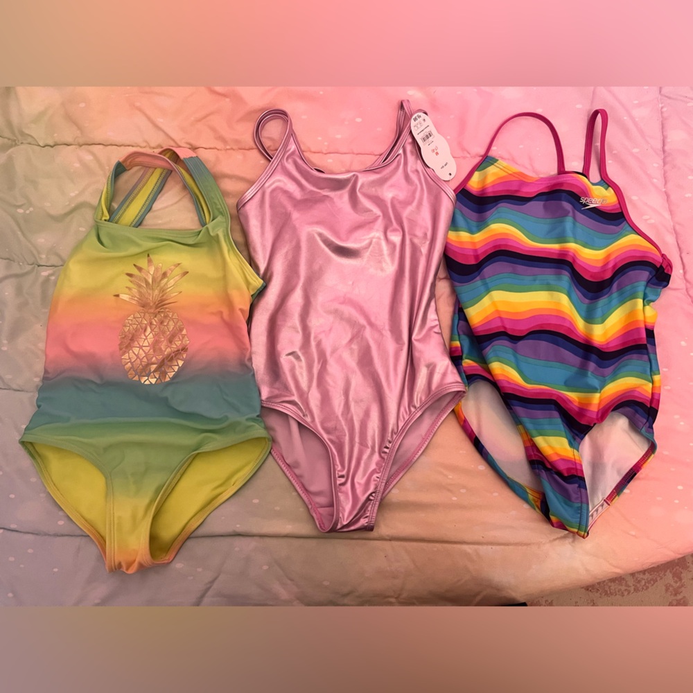 Colorful Kids One Piece Swimsuit Set